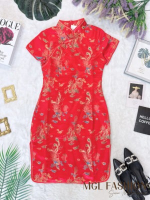 超值大促销 Rm92 Now Rm39  Cheri复古古典龙纹腾云刺绣天丝旗袍 1583