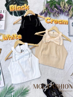 超值大促销 Rm72 Now Rm49 SML Mocca 气质名媛亮钻蝴蝶结小香风上衣 823949