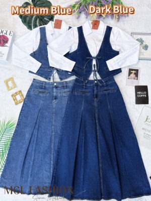 绝美新款上架 Rm139 BL Couture高质量时尚潮流假两件长裙牛仔套装#SMLXL 121631