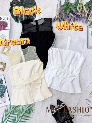 超值大促销 Rm69 Now Rm49 SML Mocca 气质名媛风网纱蝴蝶结时装上衣 823954