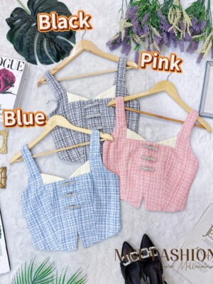 超值大促销 Rm66 Now Rm39 SML Mocca 气质名媛亮钻蝴蝶结小香风上衣 823644