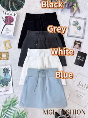 绝美新款上架Rm59-Rm3=Rm56 SML Ivory 高质量罗马面料百搭休闲高腰裤裙 7051