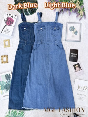 超值大促销Rm118 Now Rm65 Mocca 时间个性休闲吊带牛仔连身裙 24209