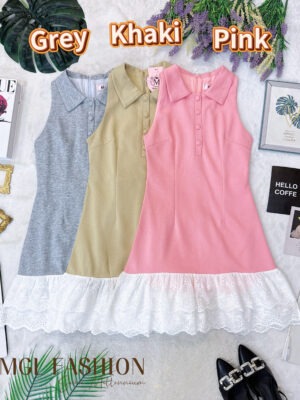 超值大促销Rm92 Now Rm55  SML Mocca时尚百搭显瘦通花拼接休闲连身裙 77076