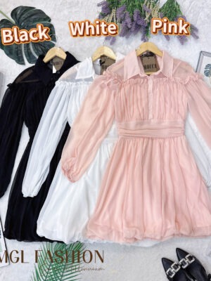 超值大促销Rm109 Now Rm59 SML Mocca 气质优雅名媛风雪纺连身裙 823737