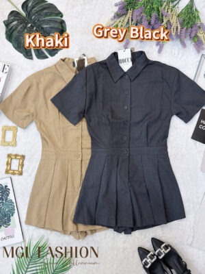 超值大促销Rm92 Now Rm59 Mocca 时间个性百搭西装百褶连身裤 823769