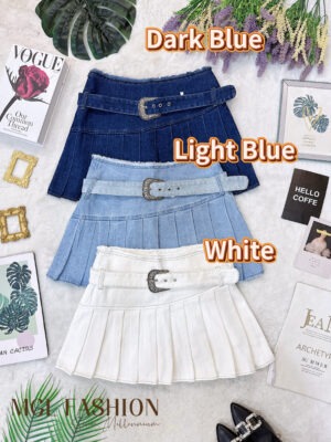 绝美新款上架 Rm69-Rm3=Rm66 SMLXL DS Jeans 时尚简约百搭百褶高腰牛仔短裙 51347