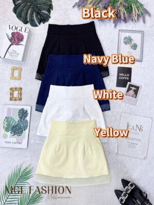 绝美新款上架 Rm59-Rm3=Rm56 SML Cheri 时尚简约百搭显瘦偶根纱锦棉短裙 3010