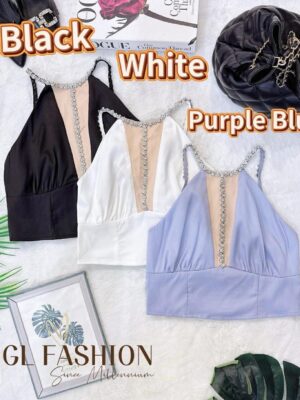 绝美补货爆款开放少量现货 Rm69-Rm3＝Rm66 SML Mocca 气质唯美名媛风亮钻时装上衣 25243