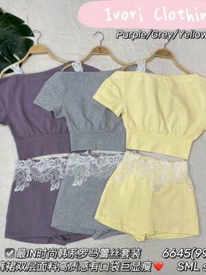 超值大促销 Rm99 Now Rm59 Ivori高质量绝美蕾丝卫衣休闲套装 6645
