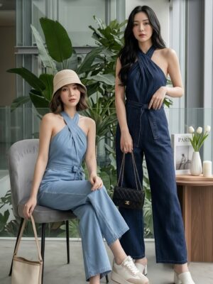 绝美新款上架 Rm109 -Rm3=Rm106 SML Mocca时尚显瘦牛仔连身直筒长裤 17719