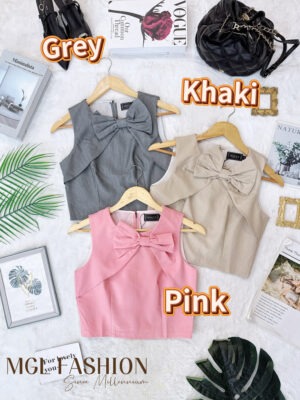 超值大促销Rm69 Now Rm45 SML Mocca 时尚气质名媛蝴蝶结西装上衣 55072