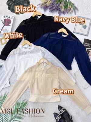 绝美新款上架Rm59 - Rm3 = Rm56 SML Cheri 高级感时尚时装雪纺锦棉上衣 2976