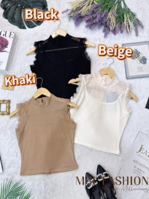 绝美新款上架Rm59 - Rm3 = Rm56 SML Mocca 高级感时尚网纱蕾丝时装上衣 824235