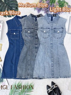 绝美新款上架 Rm92-Rm3=Rm89 SML In Denim 时尚简约百搭显瘦牛仔连身裙 7121