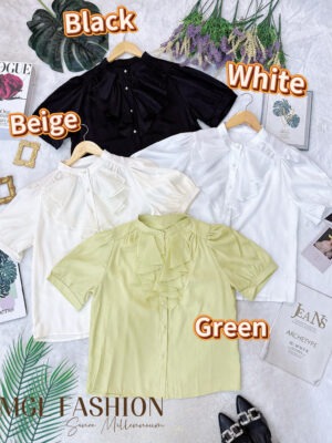 绝美新款上架 Rm45-Rm3＝Rm42 Tiffany 气质名媛风百搭绸缎衬衫上衣 M9812