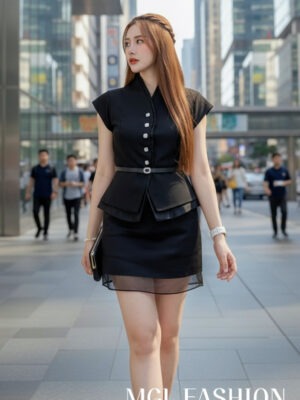 绝美新款上架 Rm59-Rm3=Rm56 SML Cheri 时尚简约百搭显瘦偶根纱锦棉短裙 3010