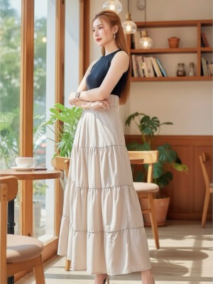 绝美新款上架 Rm87-Rm3=Rm84 SML Ivori 时尚简约百搭显瘦露腿半长裙 7098