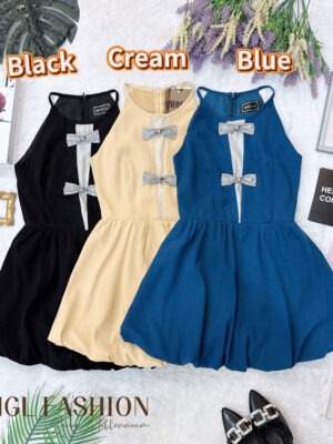 超值大促销Rm109 Now Rm55 Mocca 气质唯美亮钻蝴蝶结花苞连身裙 823648