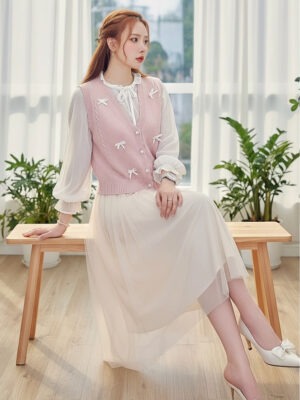 绝美新款上架 Rm52-Rm3=Rm49 Tiffany高质量日式风格两件式羊毛编织上衣 M902