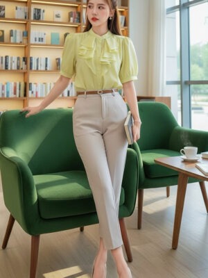 绝美新款上架 Rm45-Rm3=Rm42 Tiffany 气质名媛风百搭绸缎衬衫上衣 M9812