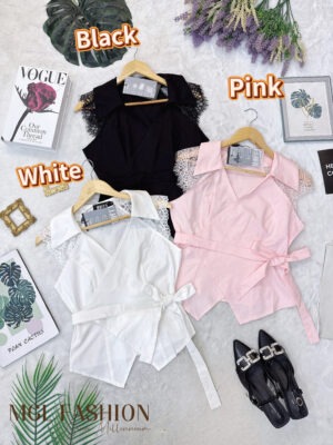 绝美新款上架Rm69- Rm3=Rm66 SML Mocca 时尚唯美名媛风蕾丝西装上衣 824220