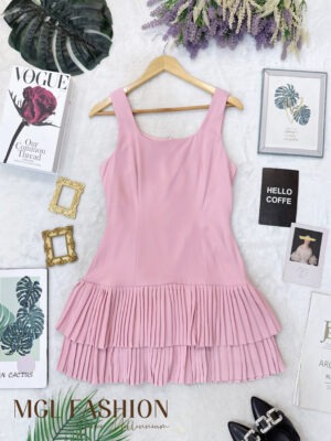 超值大促销Rm85 Now Rm55 SML Mocca 气质唯美名媛百褶西装连身裙 67029