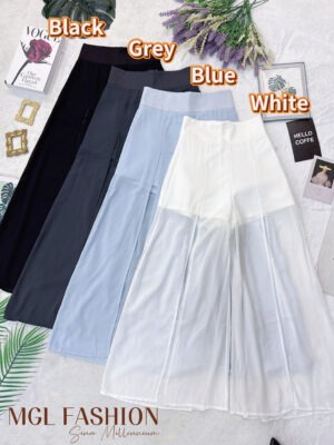 绝美新款上架 Rm70 -Rm3=Rm67 Cheri 时尚个性白搭露腿雪纺锦棉长裤 2926