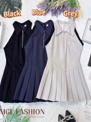 绝美新款上架 Rm87 -Rm3=Rm84 SML Ivori 时尚气质个性百搭百褶罗马连身裙 7103