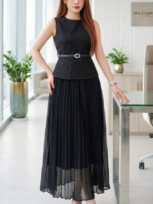 绝美新款上架 Rm117 -Rm3=Rm114 SML Impress 时尚气质个性百搭锦棉雪纺裙套装 7173