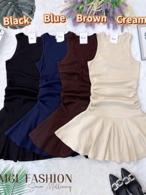 绝美新款上架Rm58 -Rm3=Rm55 Seven 时尚个性百搭螺旋纹棉质连身裙 83236