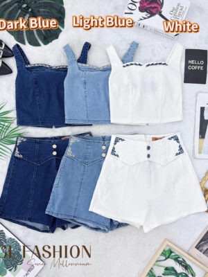 绝美新款上架 Rm109 -Rm3=Rm106 SML Ds Jeans 高质量刺绣弹力牛仔套装 7721069