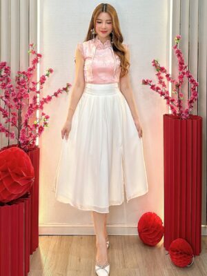 超值大促销 Rm69 Now Rm49 独家定制每人必备绝美百搭七分雪纺高腰裙(裙摆开边设计) M38576-1