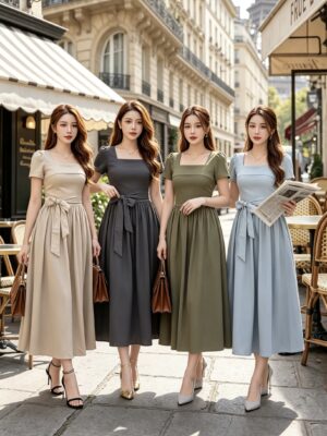 绝美新款上架 Rm69-Rm3=Rm66 Tiffany 气质名媛风设计棉质西装七分连身裙 M2603