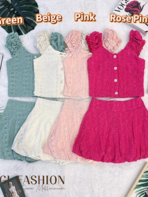 超值大促销Rm99 Now Rm65 SML DressUp气质唯美名媛通花蕾丝花苞短裙套装 520192