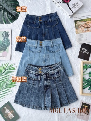 绝美新款上架Rm72 SML BLCouture 高级感时尚百褶牛仔短裙 121673