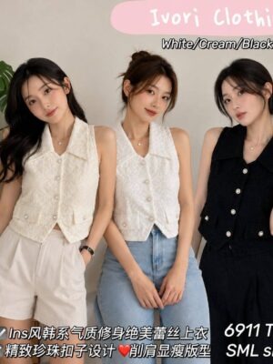 绝美新款上架 Rm56-Rm3=Rm53 SML Ivori 气质唯美名媛蕾丝上衣 6911