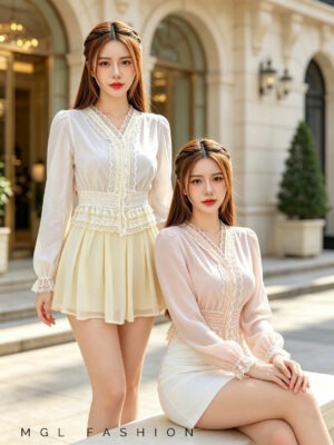 绝美新款上架Rm52- Rm3=Rm49 Tiffany 气质名媛风设计蕾丝时装上衣 M8110