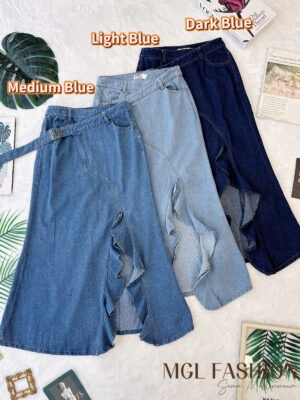 绝美新款上架 Rm74-Rm3=Rm71 SML Label 8 时尚气质唯美高腰露腿牛仔半长裙 151679