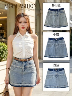 绝美新款上架 Rm65-Rm3 =Rm62 SML Ro Denim 时尚百搭撞色弹力牛仔短裙 60222