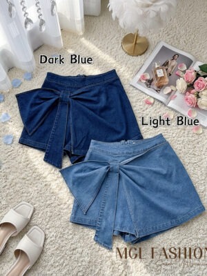 绝美新款上架 Rm65-Rm3=Rm62 SMLXL Posh Code 气质唯美百搭蝴蝶结牛仔裤裙 50046