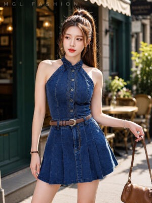绝美新款上架 Rm129 SML BL Couture 时尚显瘦蕾丝百褶裙牛仔套装 121671