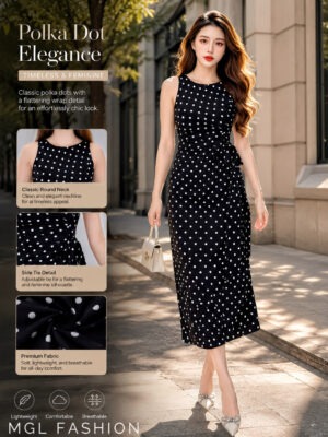 绝美新款上架 Rm84-Rm3=Rm81 SML Ivori 气质唯美波点连身裙 7252