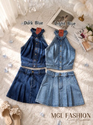 绝美新款上架 Rm129 SML BL Couture 时尚显瘦蕾丝百褶裙牛仔套装 121671