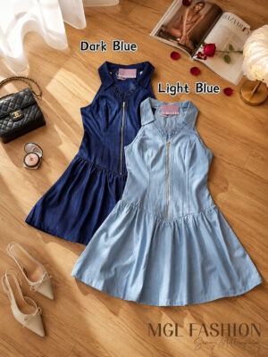 绝美新款上架 Rm89-Rm3=Rm86 SML Poch Code 气质唯美显腰瘦蕾丝牛仔连身裙 81735