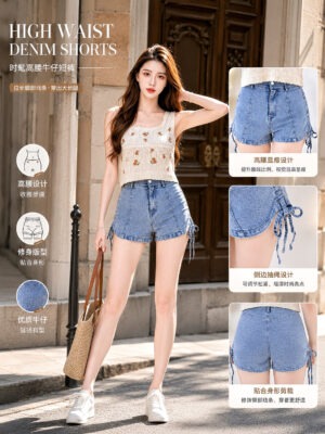 绝美新款上架Rm65-Rm3=Rm62 SML In Denim 时尚个性百搭牛仔高腰短裤 7301