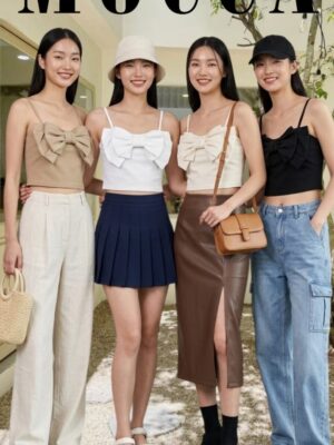 绝美新款上架 Rm39 -Rm3= Rm36 Mocca 气质唯美百搭蝴蝶结棉质上衣 55060