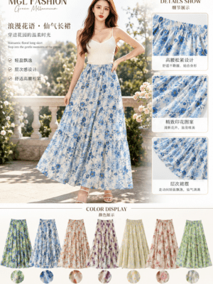绝美新款上架 Rm49-Rm3=Rm46 Tiffany 绝美百搭碎花西装长裙 M11567