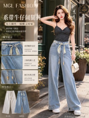 绝美新款上架 Rm82-Rm3=Rm79 SMLXL 独家 绝美版型时尚个性百搭瘦腿高腰直筒阔腿牛仔长裤 M68891