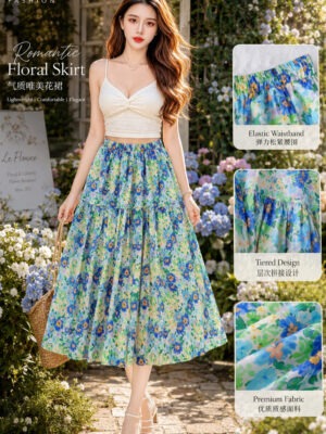 绝美新款上架 Rm49-Rm3=Rm46 Tiffany 绝美百搭碎花八分长裙 M11567